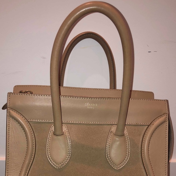 Céline Mini Luggage Handbag-Suede/Smooth Calfskin - Picture 6 of 7